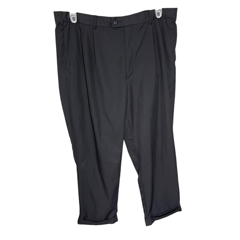 Pro Tour Golf Pants Black 38x27.5 Hemmed 100%‎ Polyester Slash Pockets Slacks